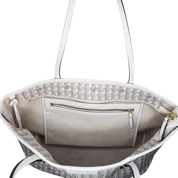 TORY BURCH Ever Ready Zip Tote Ivory Basketweave pattern - Picture 4 of 6